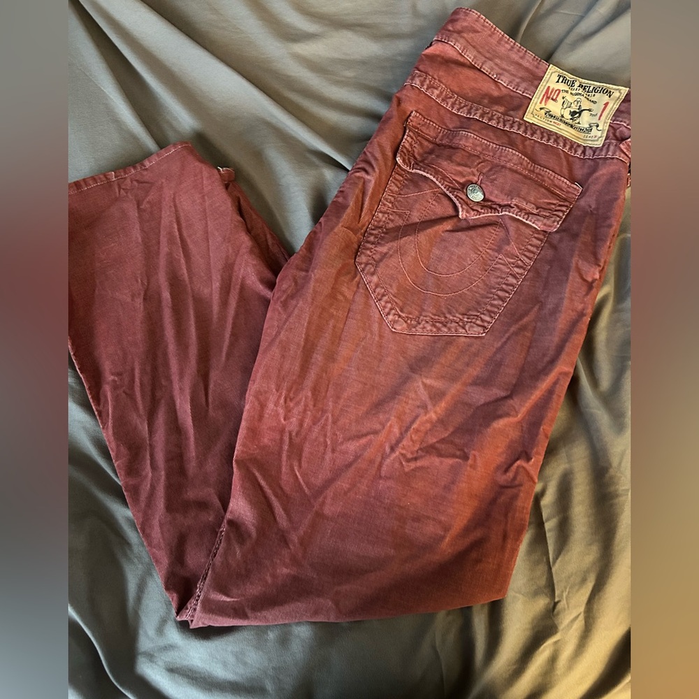 True Religion Men's Red Straight Jeans